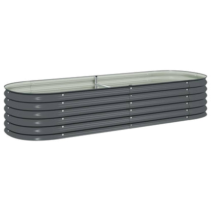 vidaXL Hochbeet Stahl Grau für Garten 240x80x44 cm. Graues, rechteckiges Stahlhochbeet zum Anbau von Pflanzen im Garten.