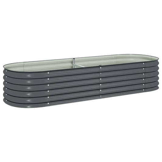 vidaXL Hochbeet Stahl Grau für Garten 240x80x44 cm. Graues, rechteckiges Stahlhochbeet zum Anbau von Pflanzen im Garten.