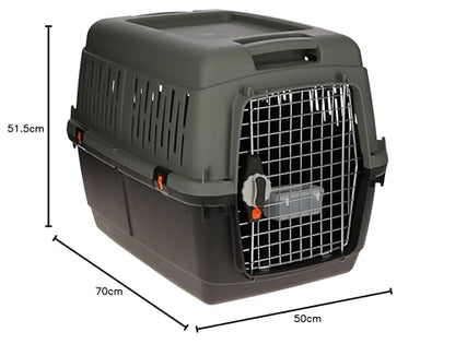 KERBL Transportbox Eco 70cm für Hunde – Graugrün/Schwarz 80562