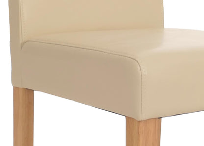 Mendler Littau Esszimmerstuhl 4er-Set - Leder Creme helle Beine