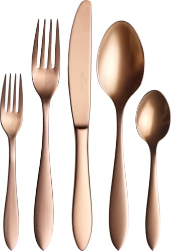 Villeroy&Boch Manufacture Besteckset Gold - 20-teilig. Goldenes Besteckset, bestehend aus Messern, Gabeln, Löffeln. Zum Speisen für bis zu vier Personen.
