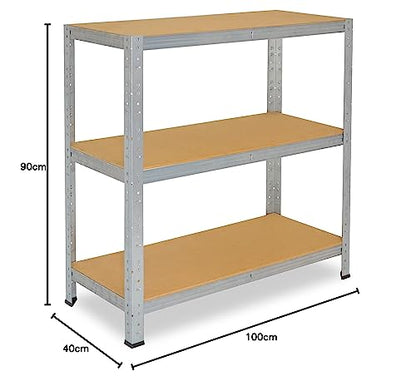 shelfplaza® Schwerlastregal Steckregal verzinkt 90x100x40cm 3 Böden