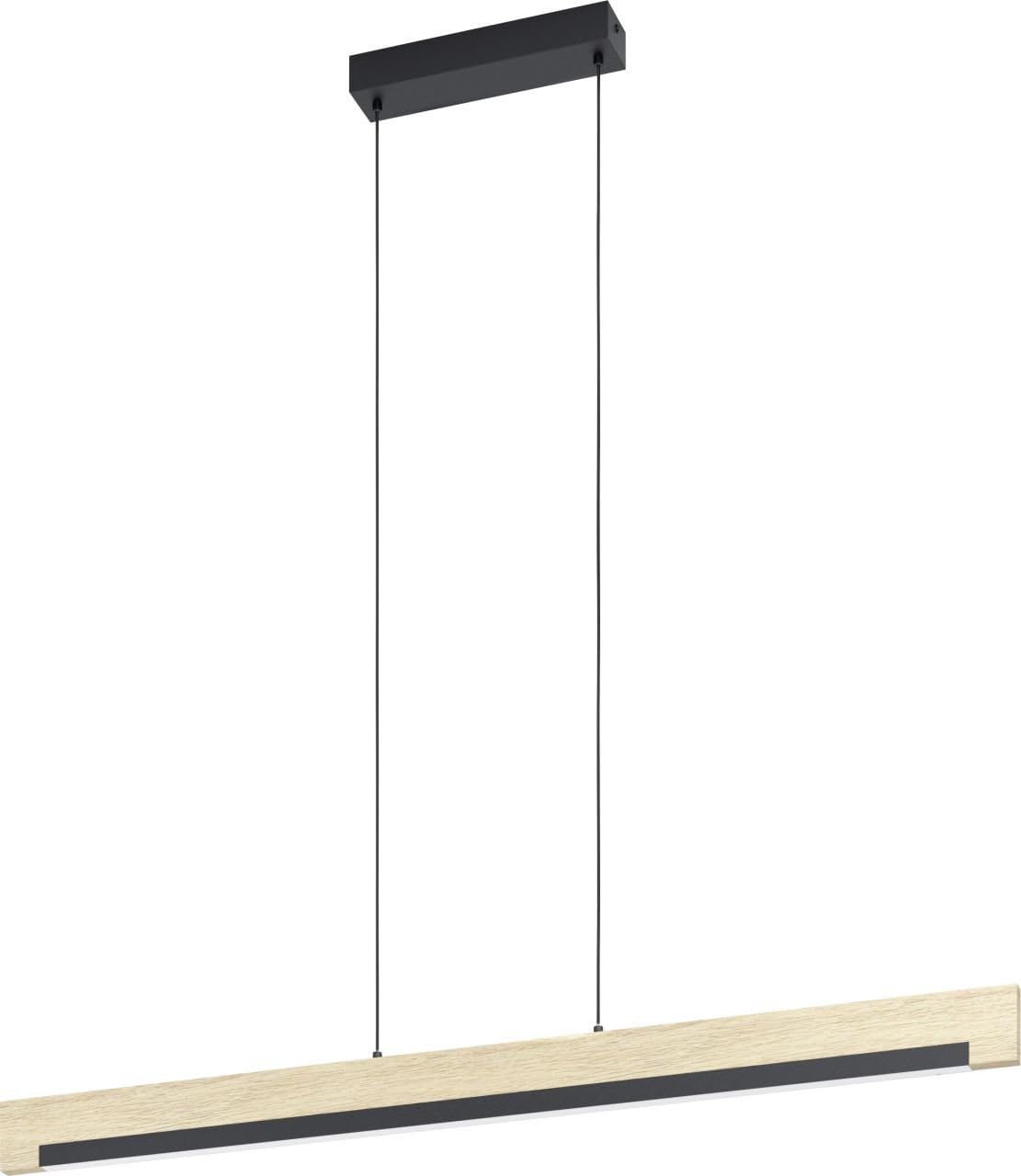 EGLO Camacho LED Pendelleuchte - 1-flammig Schwarz/Natur. Schwarz-naturfarbene Pendelleuchte. Ideal für Esstischbeleuchtung.