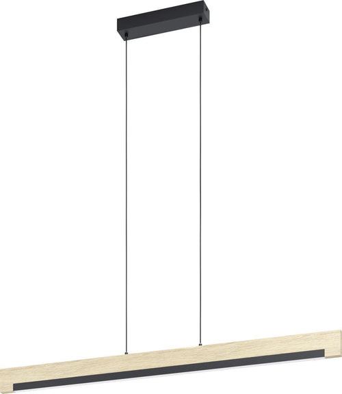 EGLO Camacho LED Pendelleuchte - 1-flammig Schwarz/Natur. Schwarz-naturfarbene Pendelleuchte. Ideal für Esstischbeleuchtung.