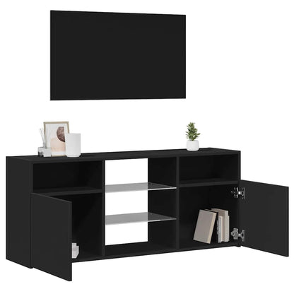 vidaXL TV Schrank LED Schwarz 120cm - Lowboard Fernsehschrank