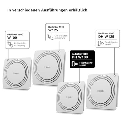 Bosch Leiser Badlüfter 1900 DH W100 – Sensor Timer 100mm