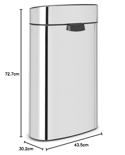 Brabantia Touch Bin New Edelstahl Abfalleimer 40L - Brilliant Steel