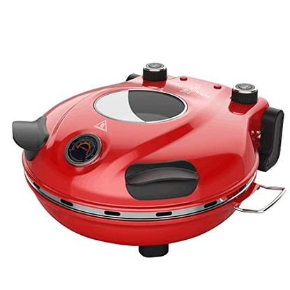 KLAIF Elektro Pizzaofen für Arbeitsplatte mit 31 cm Keramikstein - Rot