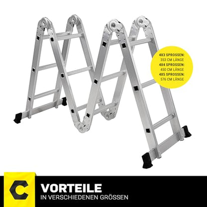 CRAFTFULL Aluminium Mehrzweckleiter CF-104A - 4x4 Sprossen Silber