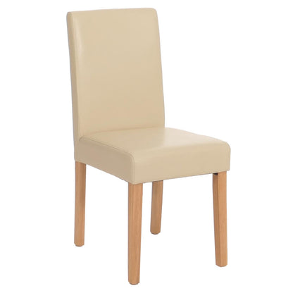 Mendler Littau Esszimmerstuhl 4er-Set - Leder Creme helle Beine