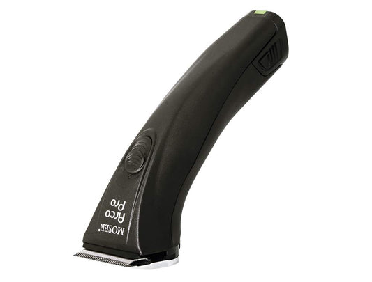Moser Arco Pro Akku Tierhaartrimmer – für Hunde und Katzen. Schwarzes, ergonomisches Gerät zur Fellschur von Hunden und Katzen.