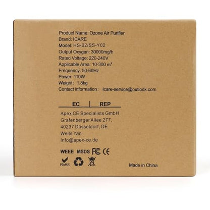 ICARE Ozongenerator 30000mg/h Ozongerät mit 120 Min Timer