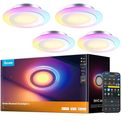 Govee Smart Einbaustrahler RGBWW LED Spot Matter Alexa 4er-Pack