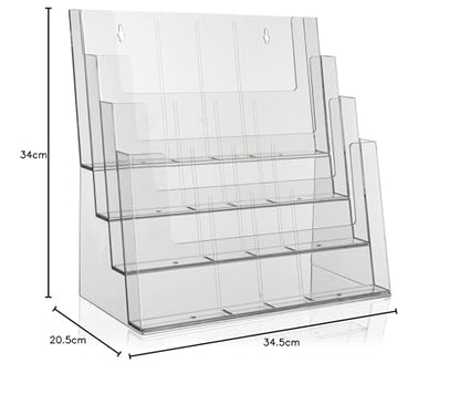 Taymar Tribüne Tischprospektständer, A4-A6, 4 Etagen, transparent