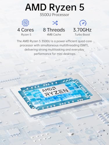 GMKtec Mini PC Ryzen 5 3500U Desktop Computer - 16GB RAM / 512GB SSD