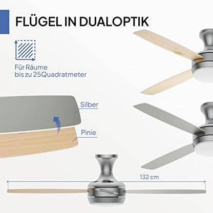 aireRyder Saturn Deckenventilator mit LED & Fernb. - Nickel satiniert