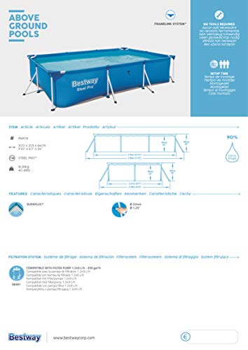 Bestway Steel Pro Frame Pool eckig blau 300x201x66cm ohne Pumpe