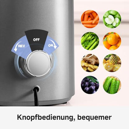 AMZCHEF Entsafter Slow Juicer XXL Öffnung - Grau