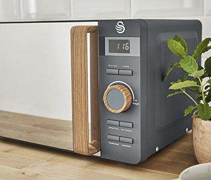 Swan Nordic Wasserkocher Toaster Mikrowelle Set – Grau Holzoptik