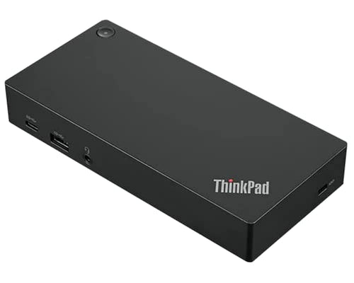 Lenovo ThinkPad USB-C Dockingstation Gen2 - UK 40AS0090UK: schwarze Dockingstation, verbindet Peripherie/Displays.