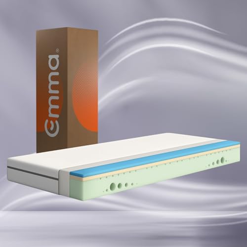 Emma One+ Ergonomische Schaummatratze - 90x200 H2 Mittelfest. Rechteckig, weiß-grau. Für optimalen Liegekomfort im Bett.
