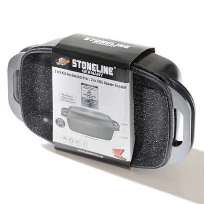 STONELINE Aluguss Bräter Induktion Antihaft – 43x26 cm 8,4L Grau