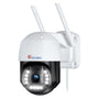 Ctronics 4K 8MP PTZ Überwachungskamera Aussen WLAN: Weiße PTZ-Kamera überwacht Aussenbereiche drahtlos in 4K/8MP.