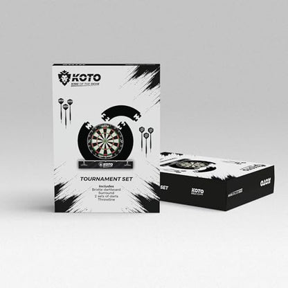 KOTO Tournament Dartscheibe Set – Schwarz mit Surround & Darts