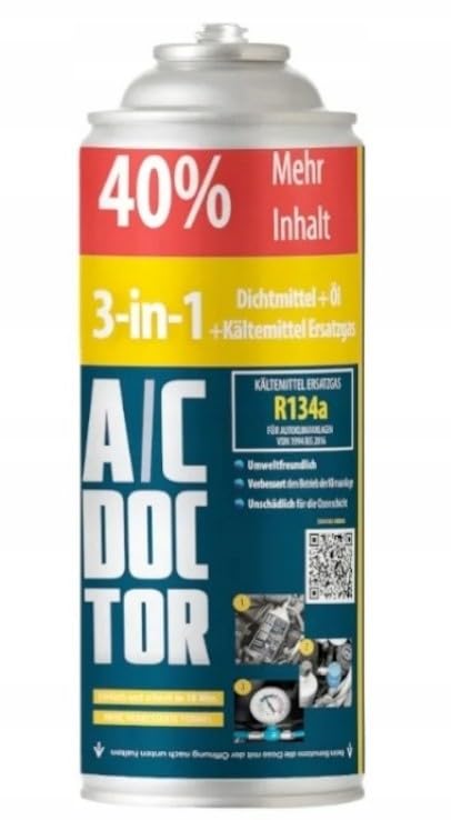 AC Doctor Paket 3in1 Klimaanlagen-Füllset – 2x R134a Auto-Schlauch