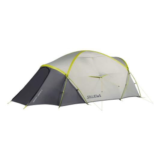 Salewa Sierra Leone III 3-Personen Trekkingzelt - Grau. Graues Kuppelzelt für 3 Personen, bietet Wetterschutz auf Trekkingtouren.