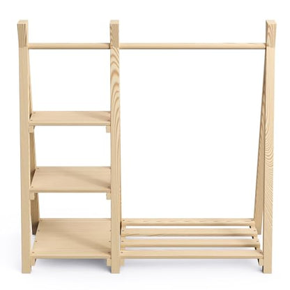 Bellabino Ryck Kleiderstange Kinder - Massivholz Natur 4 Ablagen