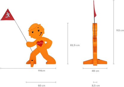 StreetBuddy Warnfigur Kindersicherheit – Achtung langsam Fahren (2er Weiss)