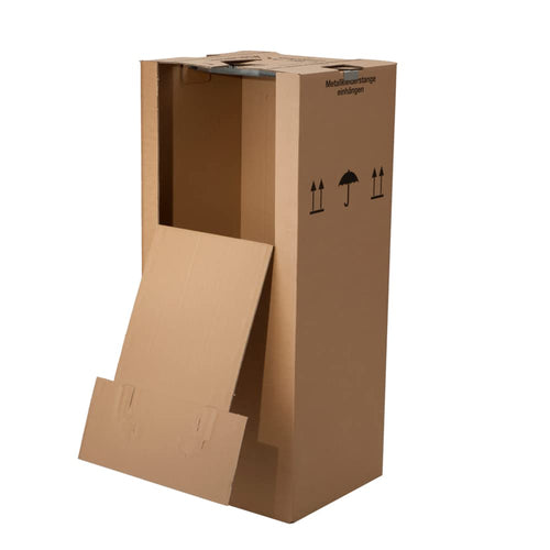 BB-Verpackungen Kleiderbox MAXI 3er-Set mit Kleiderstange, Kleiderkarton aus 2-welliger Wellpappe