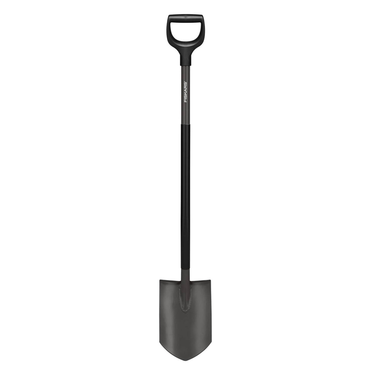 Fiskars Gärtnerspaten spitz, Ergonomic, Borstahl, 125 cm – grau-schwarzer Stahlschaft mit D-Griff