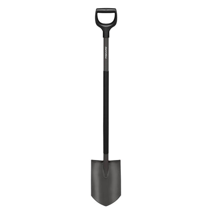 Fiskars Gärtnerspaten spitz, Ergonomic, Borstahl, 125 cm – grau-schwarzer Stahlschaft mit D-Griff