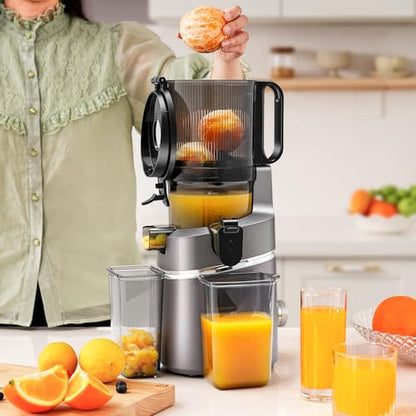 AMZCHEF Entsafter Slow Juicer 250W mit 145mm Öffnung – Grau