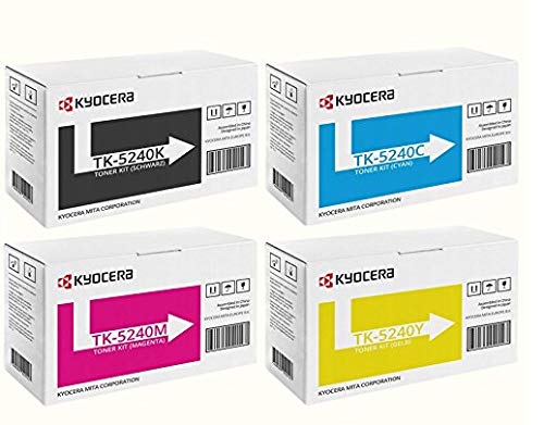 Kyocera TK-5240 Original Toner 4er Set: Vier CMYK-Tonerkartuschen. Zum Drucken in Kyocera Ecosys Laserdruckern M5526/P5026.