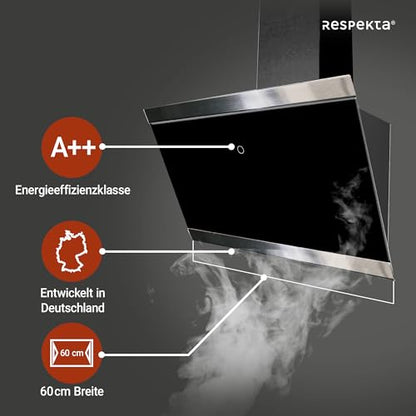 Respekta CH89060S Dunstabzugshaube schräg 60cm Schwarz