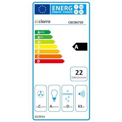 CIARRA CBCB6750 Kopffreie Schräghaube - 60cm Umluft/Abluft Schwarz