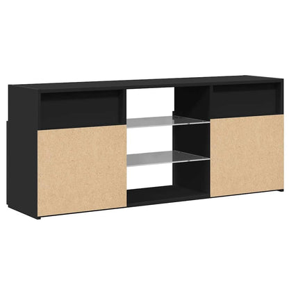 vidaXL TV Schrank LED Schwarz 120cm - Lowboard Fernsehschrank