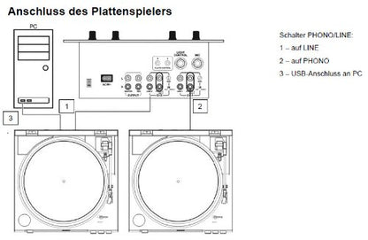 Dual DT 210-1 USB-Plattenspieler - 2 Geschwindigkeiten, Schwarz
