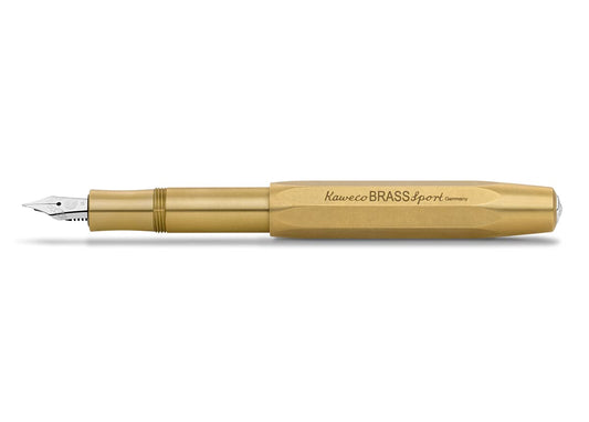 Kaweco BRASS SPORT Messing Füllhalter – Federbreite B. Achteckiger Messing-Füllhalter zum Schreiben mit Tinte.