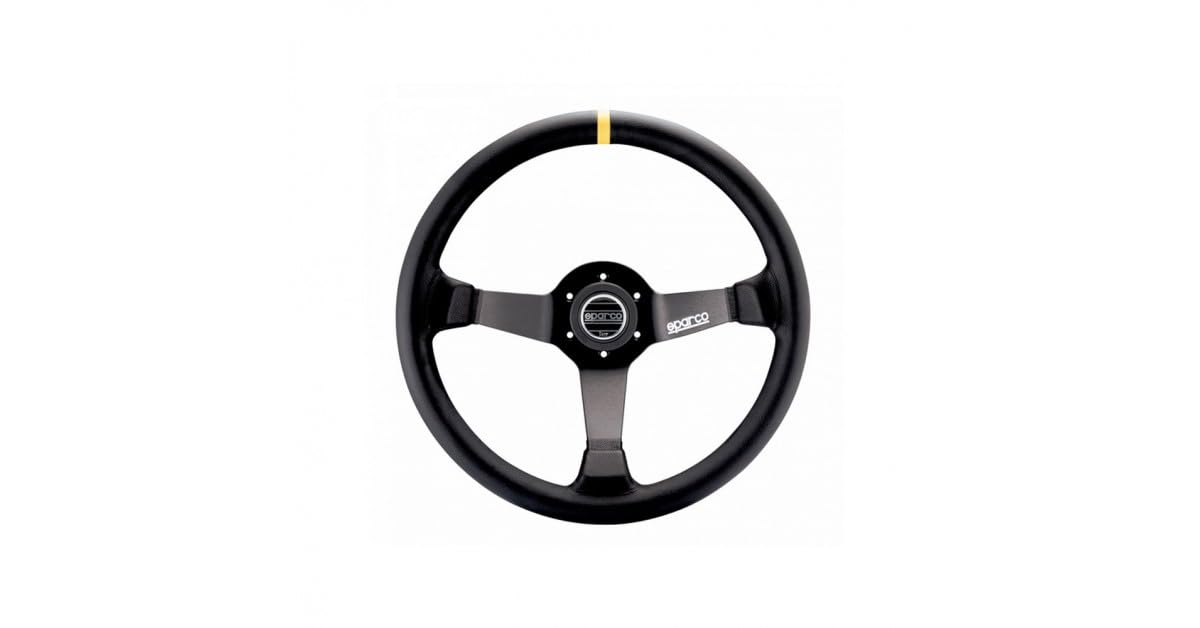 SPARCO 015R345MSN Volante Rennlenkrad – Calice 65mm, Schwarz. Rundes Lenkrad zur Rennfahrzeug-Steuerung.
