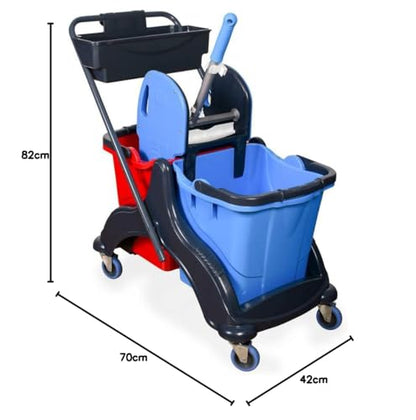 Hypafol Reinigungswagen - 2x25l Eimer mit Presse Extra Korb