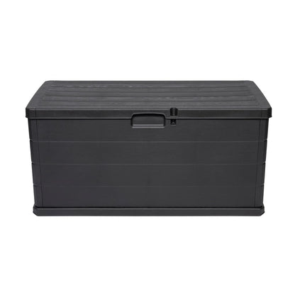 Kreher Kissenbox 340 Liter Holz-Optik Anthrazit mit Sitzfunktion