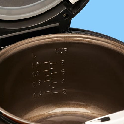 REISHUNGER Starter Set Digital-Reiskocher & Dampfgarer Schwarz mit Reis