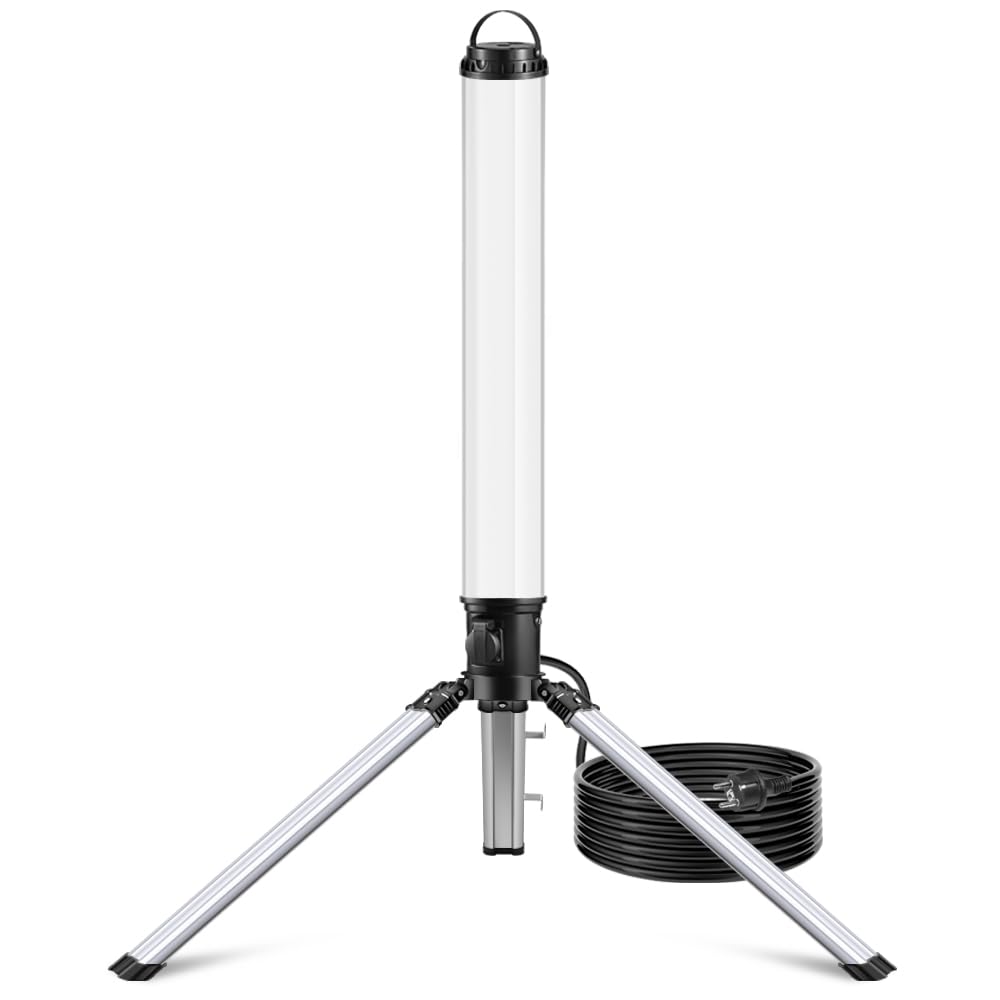 Profi LED Turm Baustrahler 150W - 360 Grad, Stativ & 4000K. Stativ-Turmform. Beleuchtet 360 Grad.