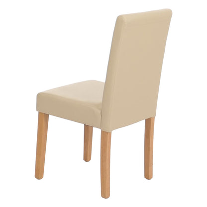 Mendler Littau Esszimmerstuhl 4er-Set - Leder Creme helle Beine