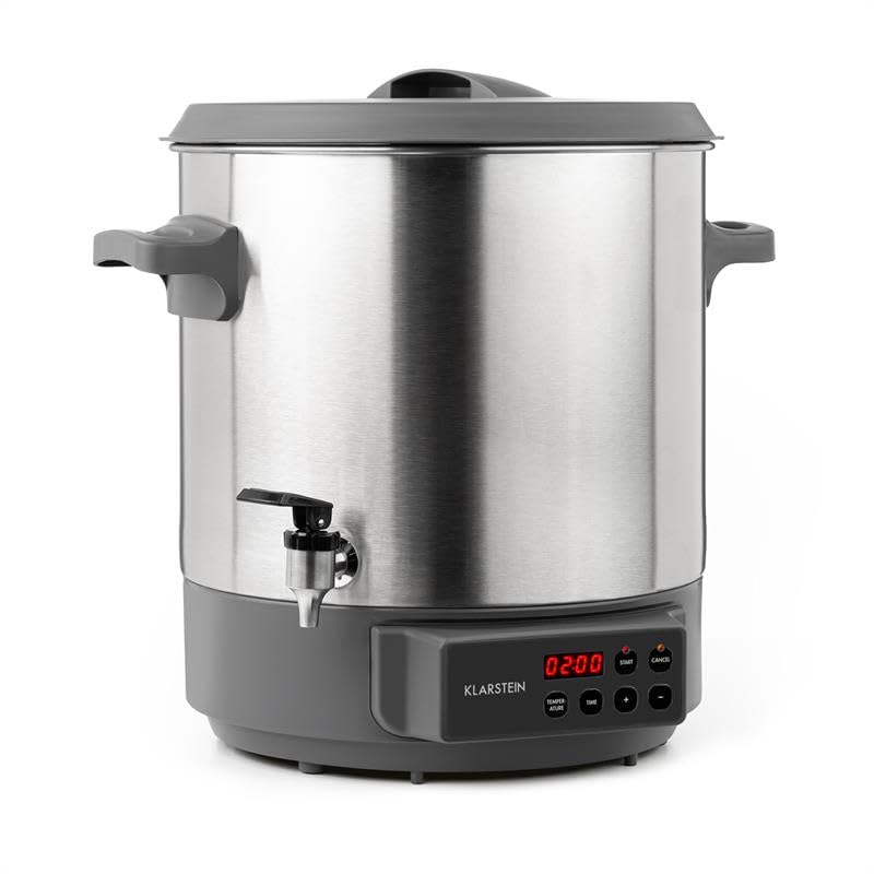 Klarstein Lady Marmalade Einkochautomat – Zylindrischer 27L Edelstahl-Einkochautomat zum Einkochen, Pasteurisieren und Warmhalten von Speisen.