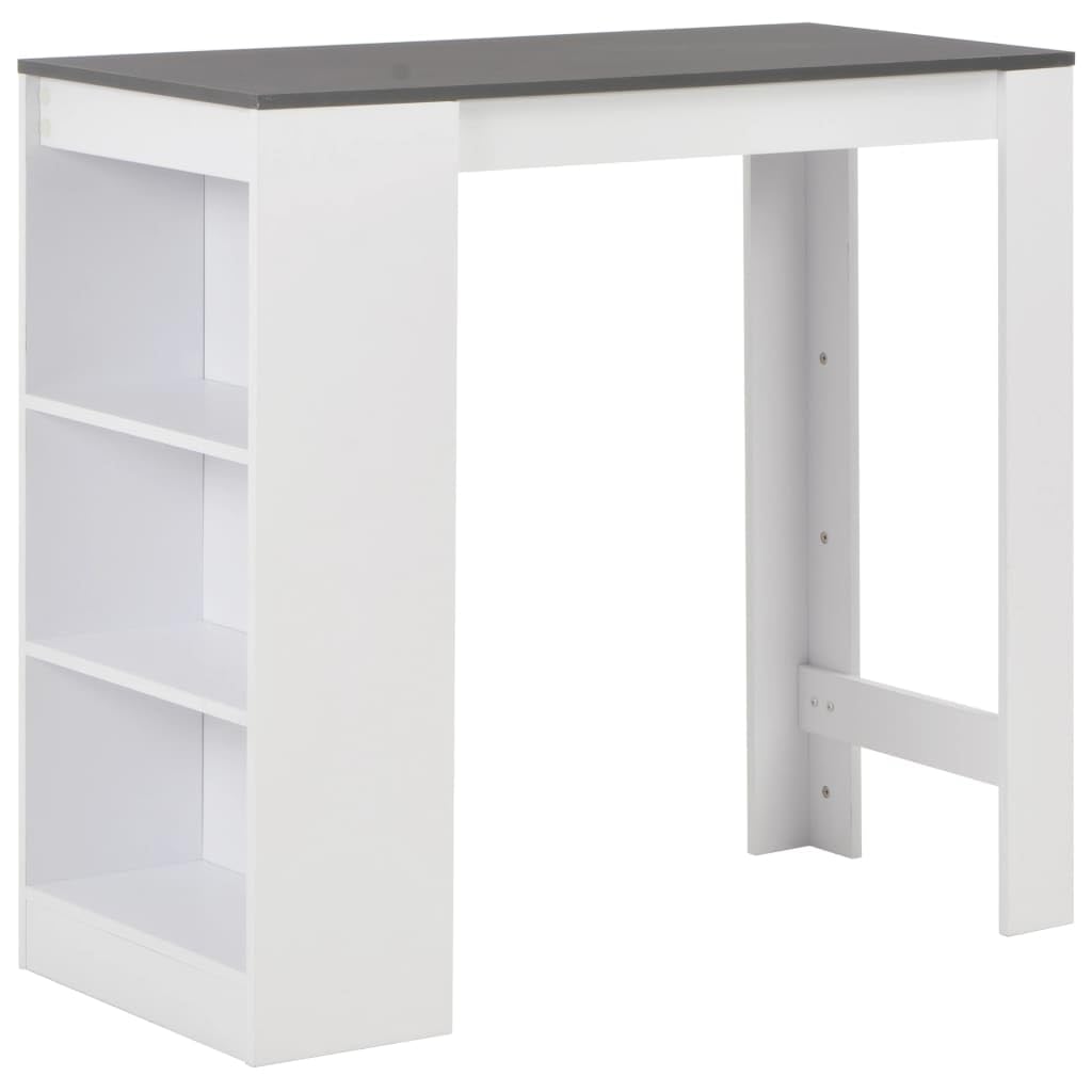 vidaXL Bartisch mit Regal - Stehtisch Küchentheke Weiss. Weisser, hoher Tisch mit Regal. Dient als Küchentheke oder Bartisch für geselliges Beisammensein und bietet Ablagefläche.
